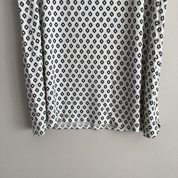 J Jill Wearever Ivory Black Scoop Neck Geo Sleeveless Rayon Tunic Tank Top Med - Picture 5 of 8